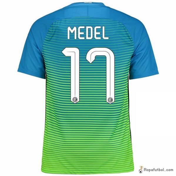 Camiseta Inter de Milán Replica Tercera Ropa Medel 2016/17 Azul Verde